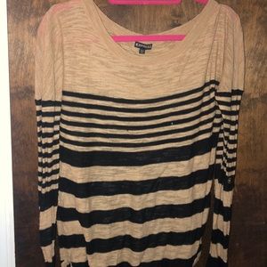 Black and caramel colored long sleeve shirt